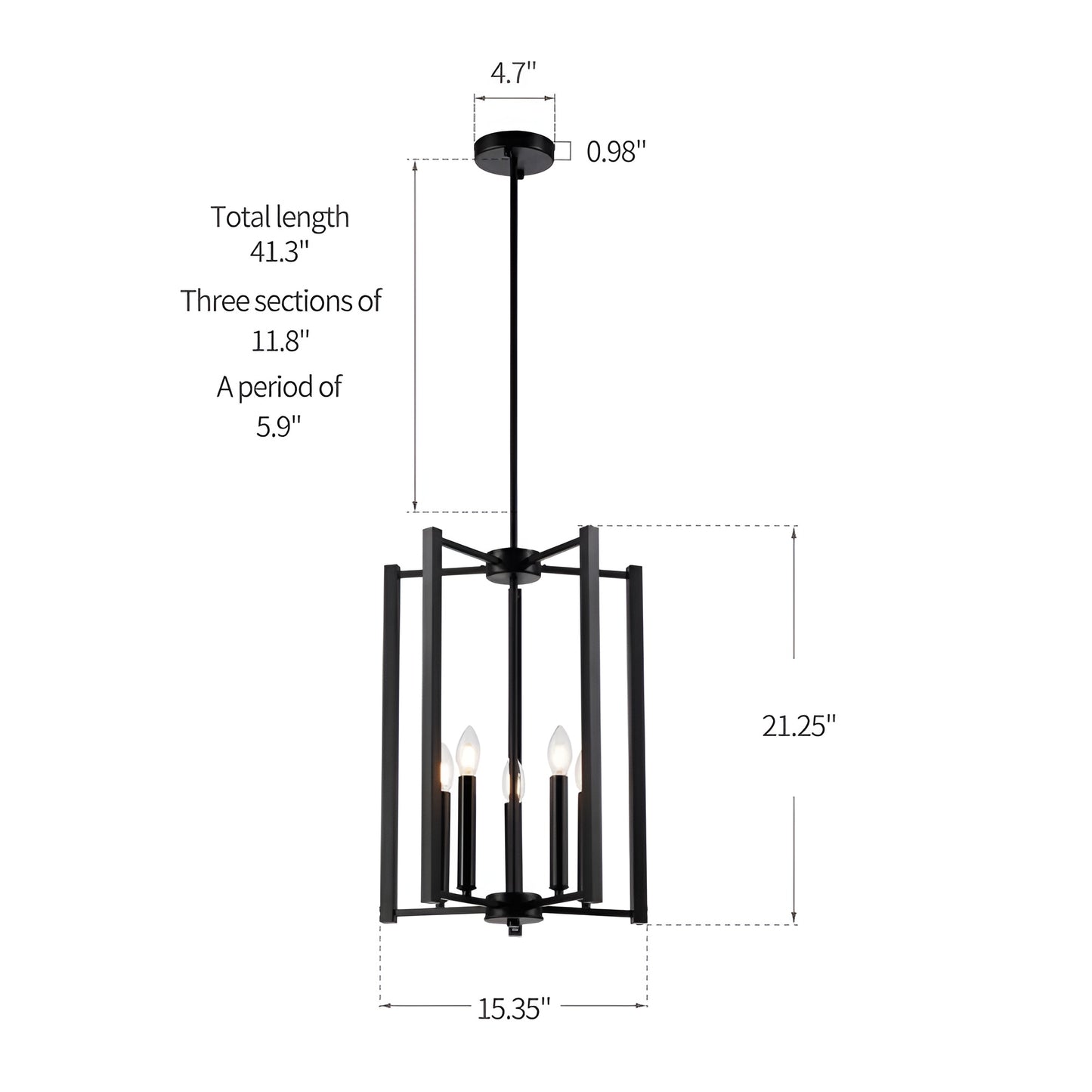 Geometric 5-Light Minimalist / Modern Pendant Light