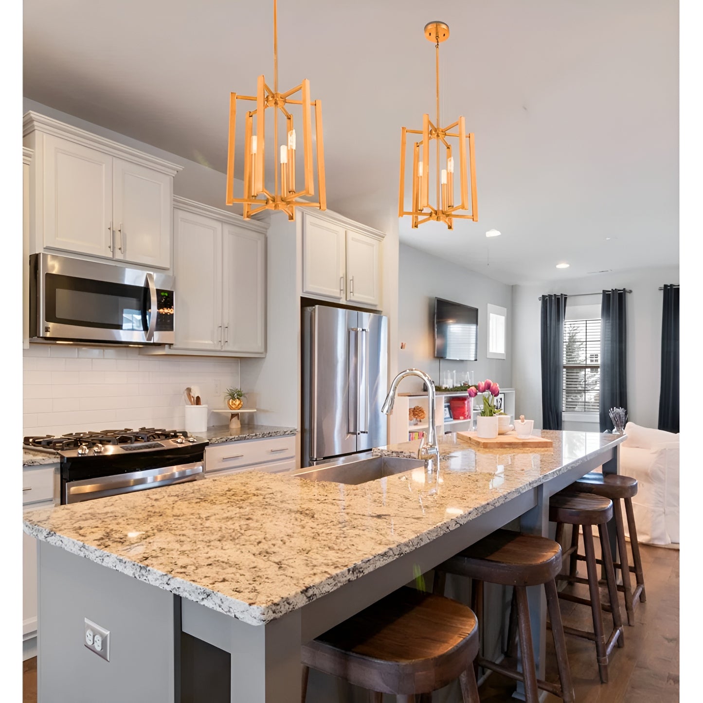 Geometric 5-Light Minimalist / Modern Pendant Light