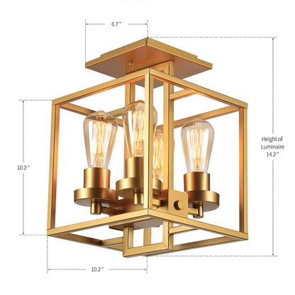 Modern Industrial Style Metal Square Wall Light, Ceiling Flush Mount Scifi Chandelier