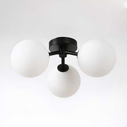 Modern Semi Flush Mount Ceiling Light - 3 Spheres Globe Design