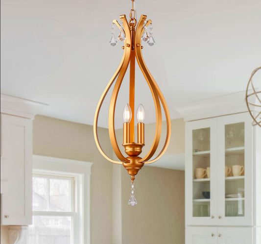 Geometric Traditional Teardrop Pendant Light, 3 Candle-light Chandelier • DecoMust