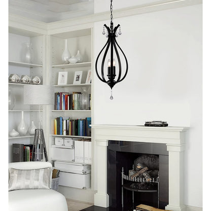 Black or Chrome Geometric Teardrop Pendant Light, 3 Candle-light Traditional Chandelier • DecoMust