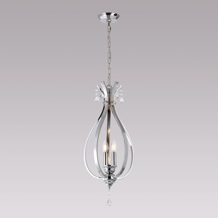 Black or Chrome Geometric Teardrop Pendant Light, 3 Candle-light Traditional Chandelier • DecoMust