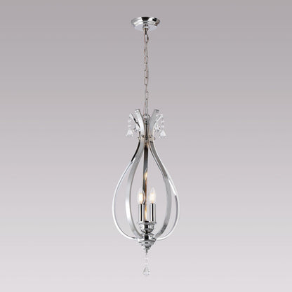 Black or Chrome Geometric Teardrop Pendant Light, 3 Candle-light Traditional Chandelier • DecoMust