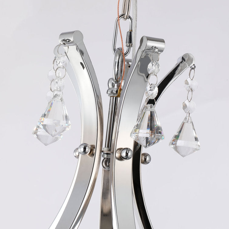 Black or Chrome Geometric Teardrop Pendant Light, 3 Candle-light Traditional Chandelier • DecoMust