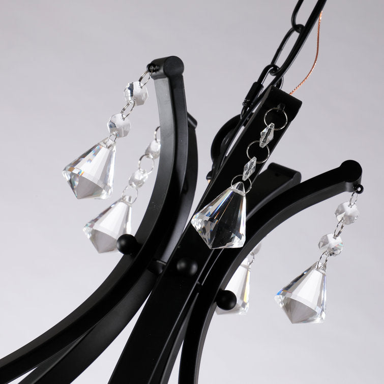 Black or Chrome Geometric Teardrop Pendant Light, 3 Candle-light Traditional Chandelier • DecoMust