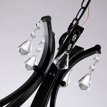 Black or Chrome Geometric Teardrop Pendant Light, 3 Candle-light Traditional Chandelier • DecoMust