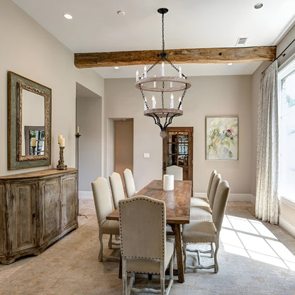 French Country Style Cottage Chandelier - Two Tier Modern, Medieval Antique Look