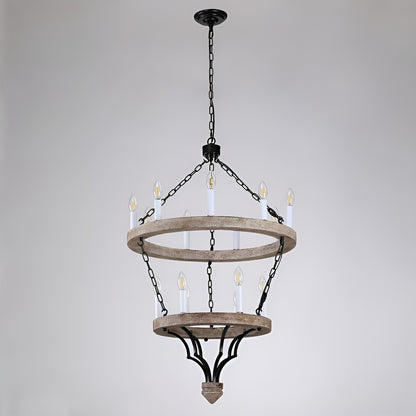 French Country Style Cottage Chandelier - Two Tier Modern, Medieval Antique Look