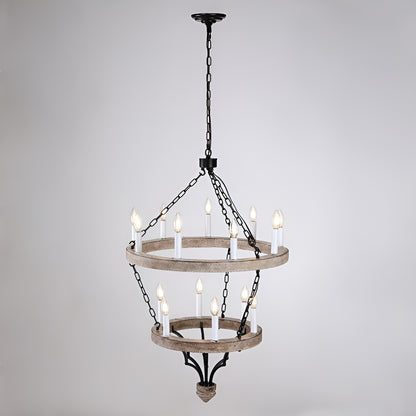 French Country Style Cottage Chandelier - Two Tier Modern, Medieval Antique Look