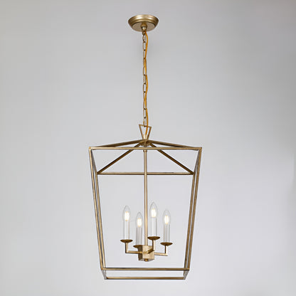 Antique Farmhouse Style Light Lantern, Medieval Aged Gold Pendant
