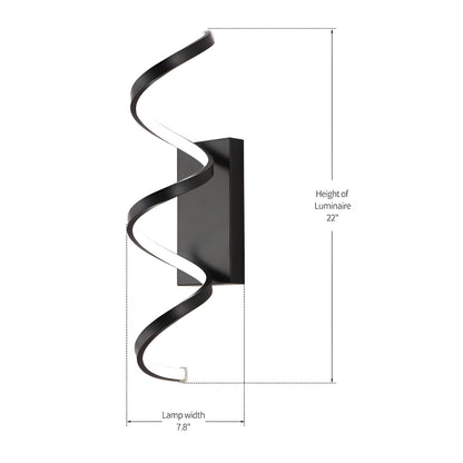 Aluminum LED Helix Black Wall Sconce (Flush Mount)