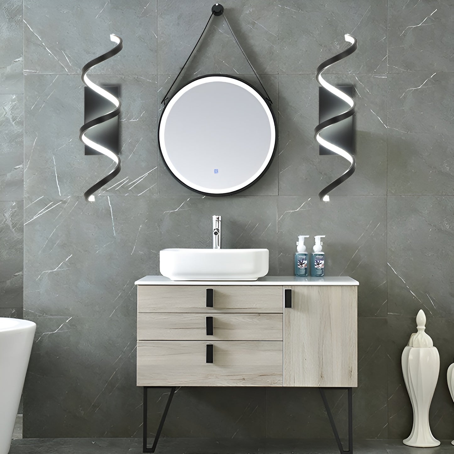 Aluminum LED Helix Black Wall Sconce (Flush Mount)