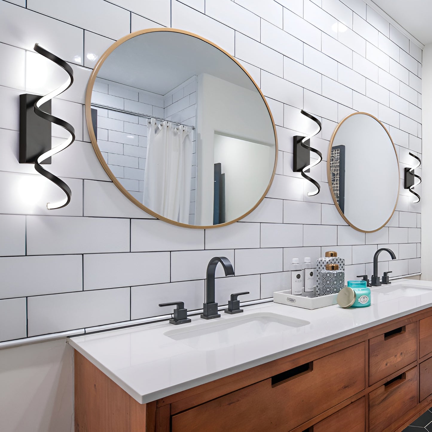 Aluminum LED Helix Black Wall Sconce (Flush Mount)