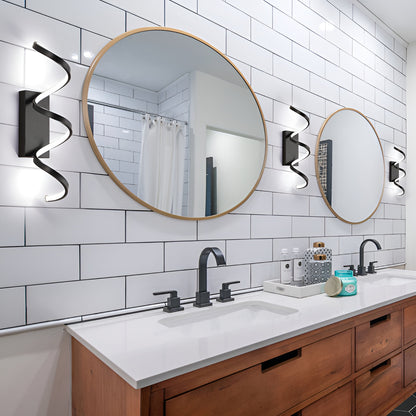 Aluminum LED Helix Black Wall Sconce (Flush Mount)