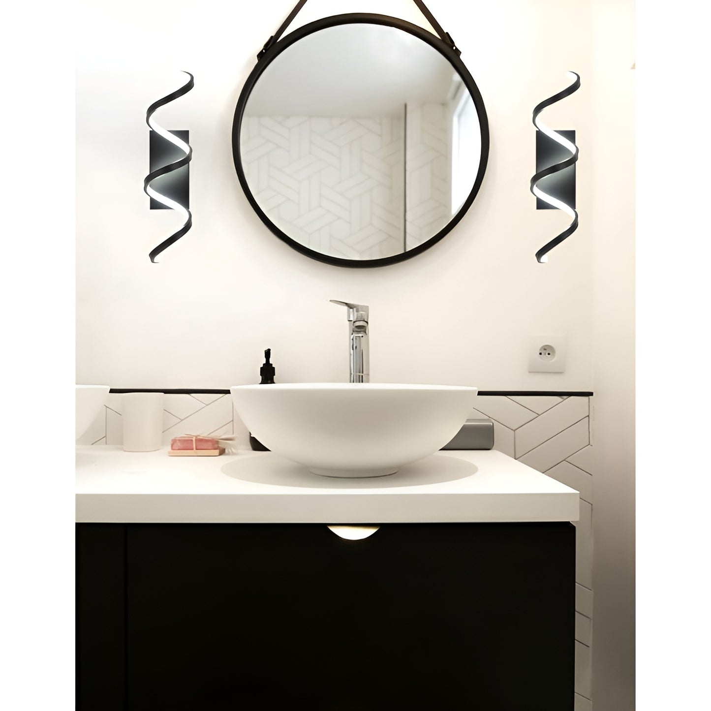 Aluminum LED Helix Black Wall Sconce (Flush Mount)