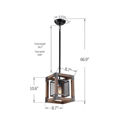 Medieval Ancient Style Pendant Chandelier, Farmhouse Light with Modern Wood (Rustic/Industrial Style)