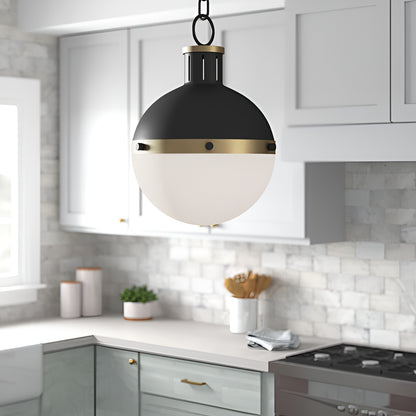 Black Single Pendant Ceiling Light - Modern & Minimalist Spherical Dome Scifi Lighting