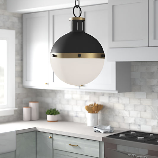 Black Single Pendant Ceiling Light - Modern & Minimalist Spherical Dome Scifi Lighting