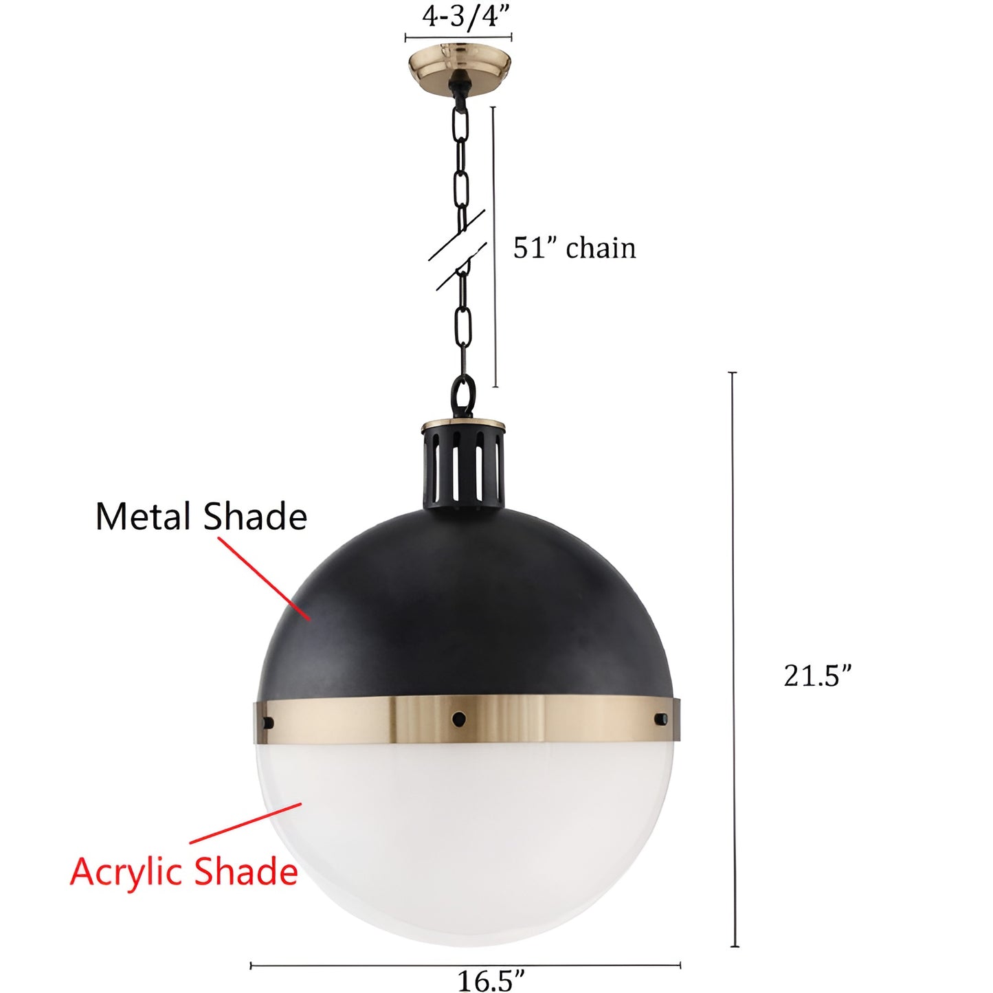 Black Single Pendant Ceiling Light - Modern & Minimalist Spherical Dome Scifi Lighting