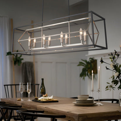 Square / Rectangle Kitchen Island Chandelier, Geometric Modern Cube Design