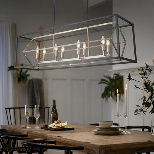 Square / Rectangle Kitchen Island Chandelier, Geometric Modern Cube Design