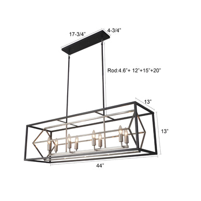 Square / Rectangle Kitchen Island Chandelier, Geometric Modern Cube Design