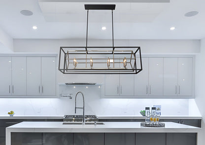 Square / Rectangle Kitchen Island Chandelier, Geometric Modern Cube Design