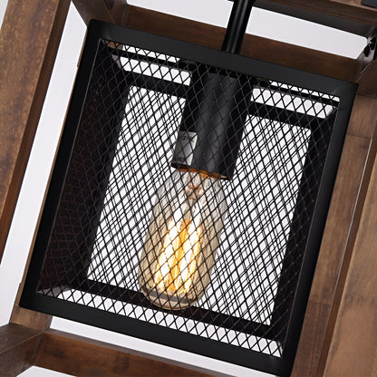 Medieval Ancient Style Pendant Chandelier, Farmhouse Light with Modern Wood (Rustic/Industrial Style)