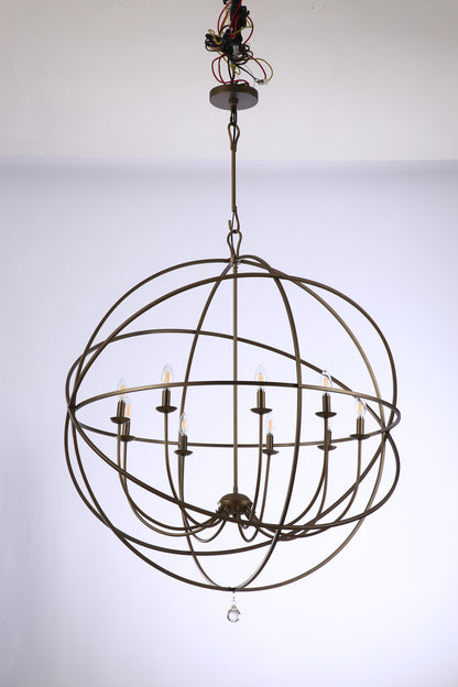 Oil Bronze Globe Chandelier, Traditional Spherical Light Unique Statement