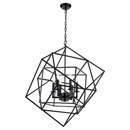 Dimmable Geometric Chandelier, Modern Minimalist Sci-fi Open Cage Style