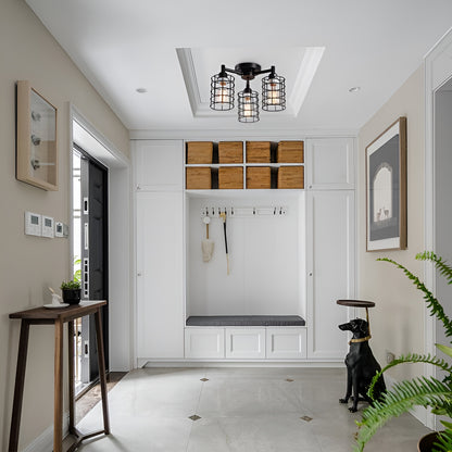 Retro Cluster Lights, Industrial Cylinder Flush Mount Ceiling Light