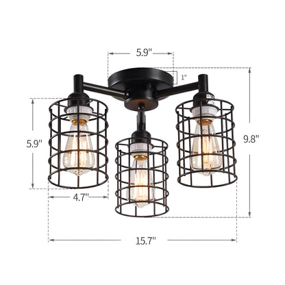 Retro Cluster Lights, Industrial Cylinder Flush Mount Ceiling Light