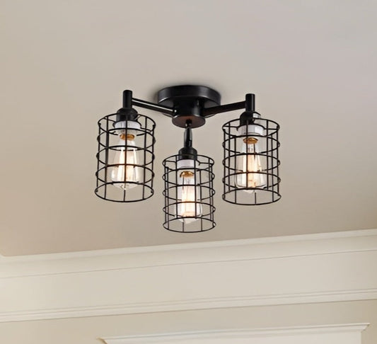Retro Cluster Lights, Industrial Cylinder Flush Mount Ceiling Light
