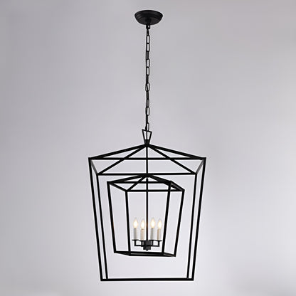 Giant Open Cage Lantern Pendant, Sci-fi Geometric Style Chandelier