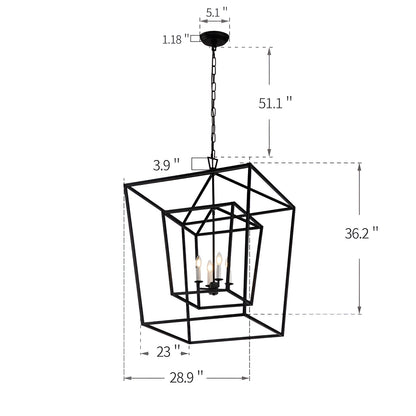 Giant Open Cage Lantern Pendant, Sci-fi Geometric Style Chandelier