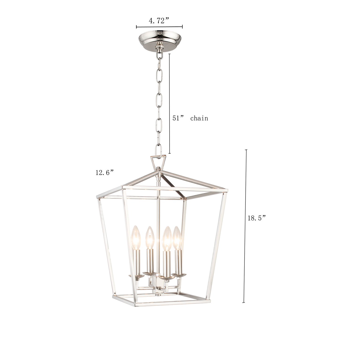 Medieval Lantern Geometric Pendant - Silver Finish, Open Frame Design, Adjustable Hanging Height, Dimmable, and Compatible with Sloped Ceilings