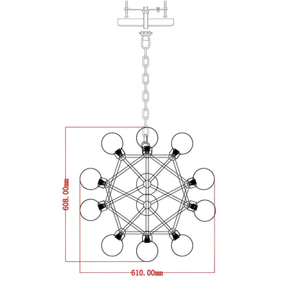 Sacred Geometry 12-Light Geometric Chandelier, Sci-fi Lighting