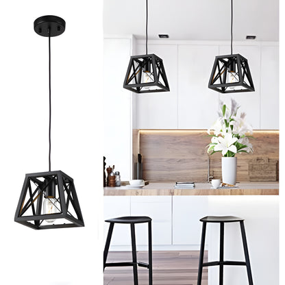 Simple Black Geometric Pendant Light, Modern Sci-fi Lamp