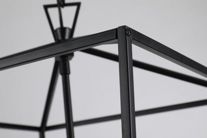 Large Cage Lantern (Black) - Iron Medieval Art Candle-Style Design Chandelier Pendant, Ceiling Light Fixture