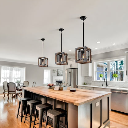 Medieval Ancient Style Pendant Chandelier, Farmhouse Light with Modern Wood (Rustic/Industrial Style)