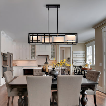 LED 40 inch Black Linear Pendant Ceiling Light - Kitchen Table Light