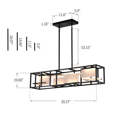 LED 40 inch Black Linear Pendant Ceiling Light - Kitchen Table Light