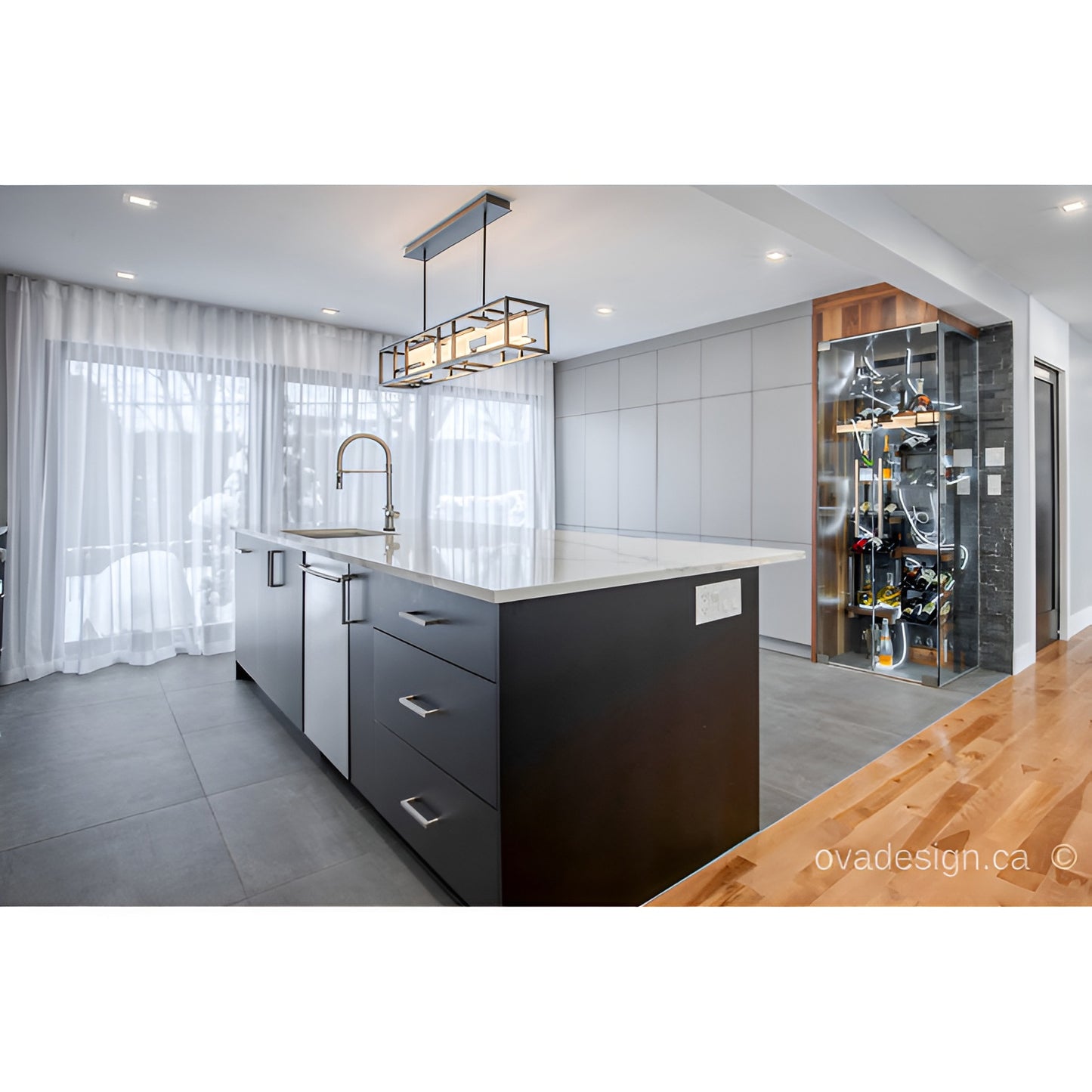 LED 40 inch Black Linear Pendant Ceiling Light - Kitchen Table Light