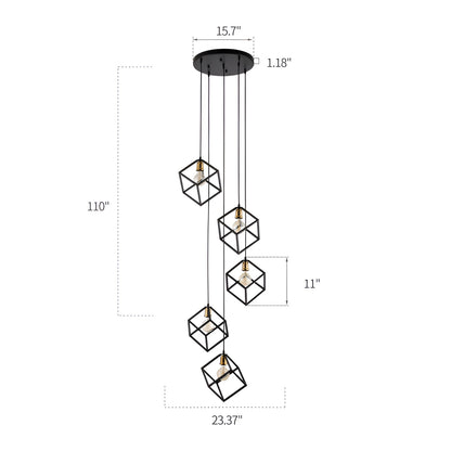 Geometric Cube Cluster Pendant Lights, Modern Luxury Square Ceiling Lights