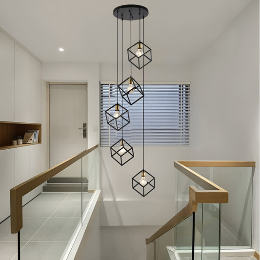 Geometric Cube Cluster Pendant Lights, Modern Luxury Square Ceiling Lights