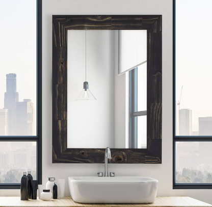 Sleek and Simple: Rectangle Wooden Black Wall Mirror for a Minimalist Touch