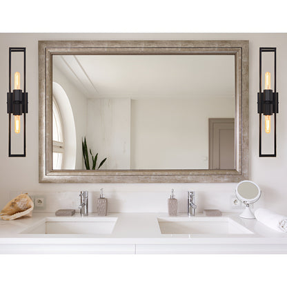 Black Wall Sconce • Modern Wall Sconce, Double Sided • Matte Futuristic Steel