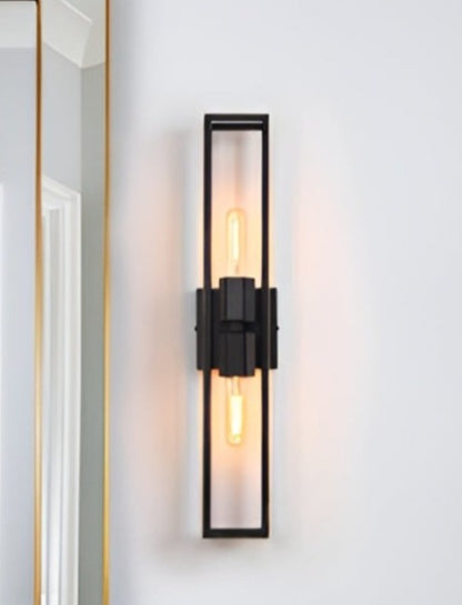 Black Wall Sconce • Modern Wall Sconce, Double Sided • Matte Futuristic Steel
