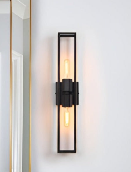 Black Wall Sconce • Modern Wall Sconce, Double Sided • Matte Futuristic Steel